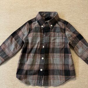 Janie and Jack Brown and Black Plaid Button Down Shirt